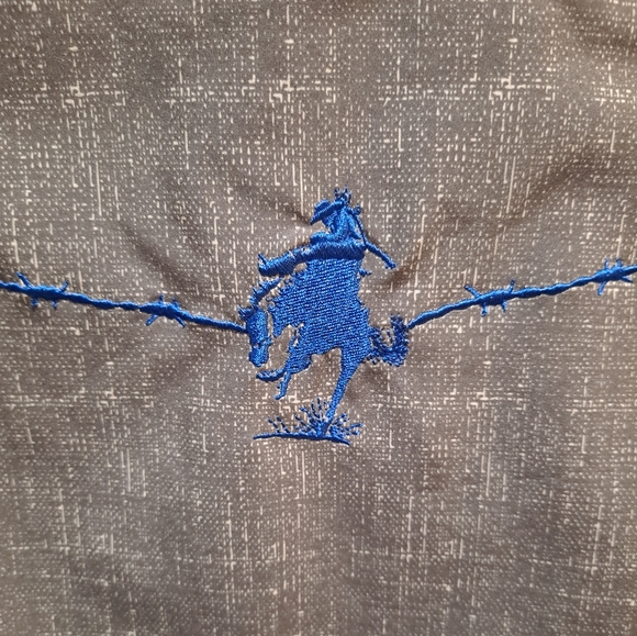 Cowboy Hardware Woman’s XL Embroidered Gray Blue Full Zip Vest Pockets - Picture 4 of 11